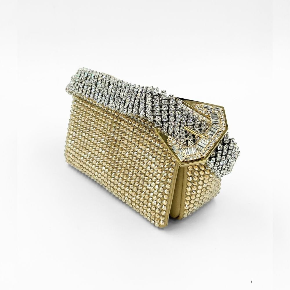 My Dream Mini Full Strass Satin Bag - Nude + Yellow Shadow
