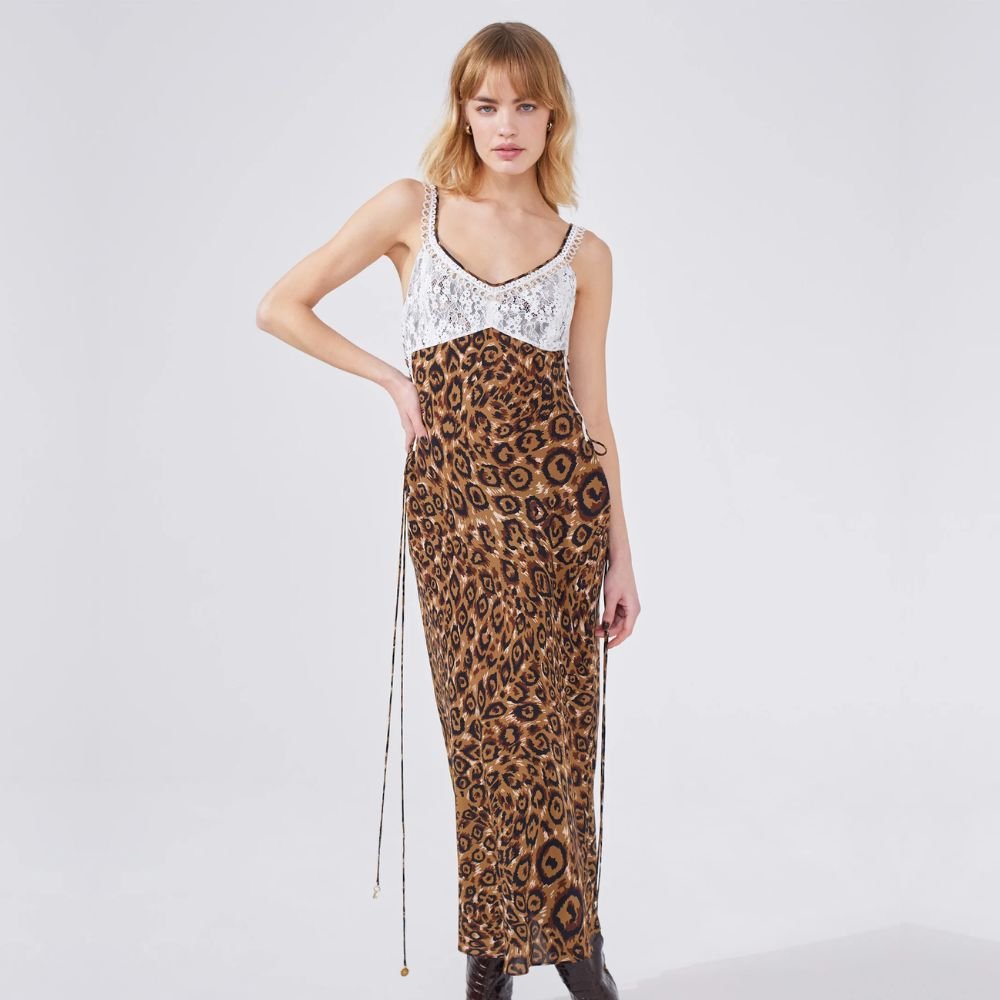 Arizona Lace Bust Slip Dress - Camel & Black