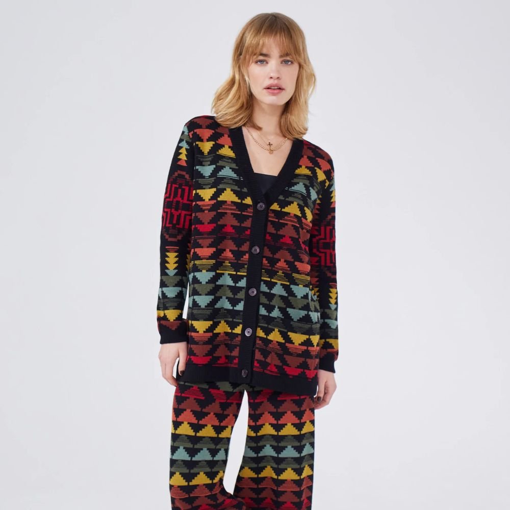 Cotton Wool Blend Jacquard Cardigan - Marley Multicolour