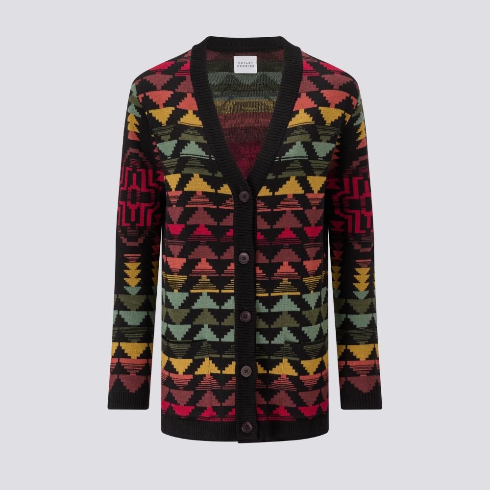 Cotton Wool Blend Jacquard Cardigan - Marley Multicolour