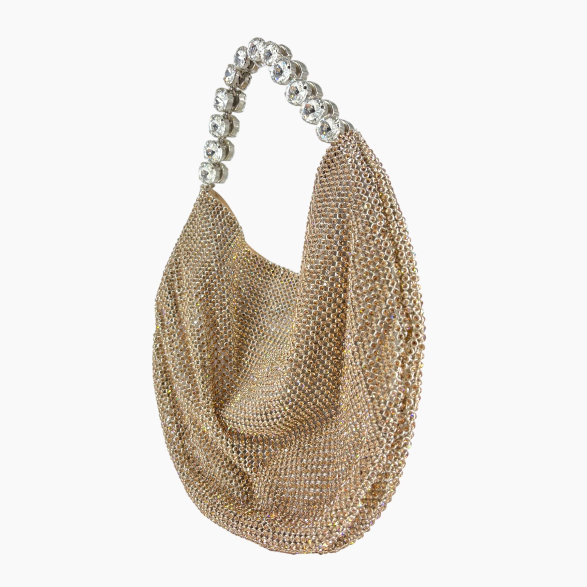 Hobo Crystal Mesh Bag- Champagne