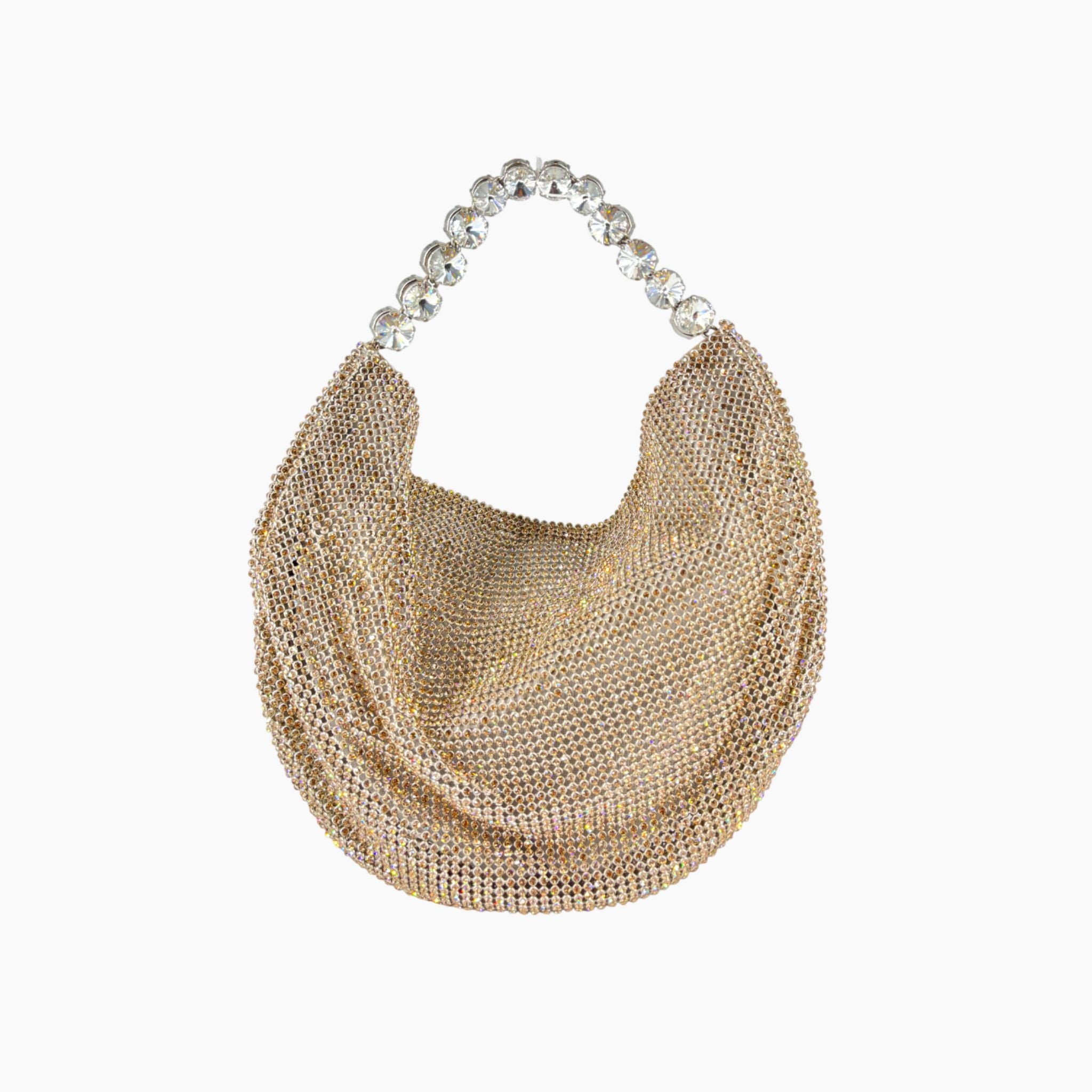 Hobo Crystal Mesh Bag- Champagne