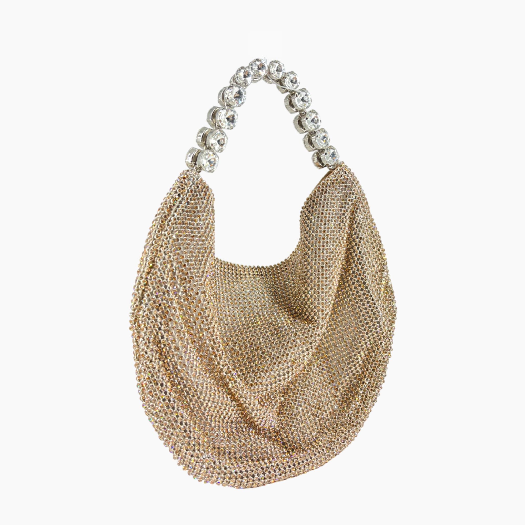 Hobo Crystal Mesh Bag- Champagne