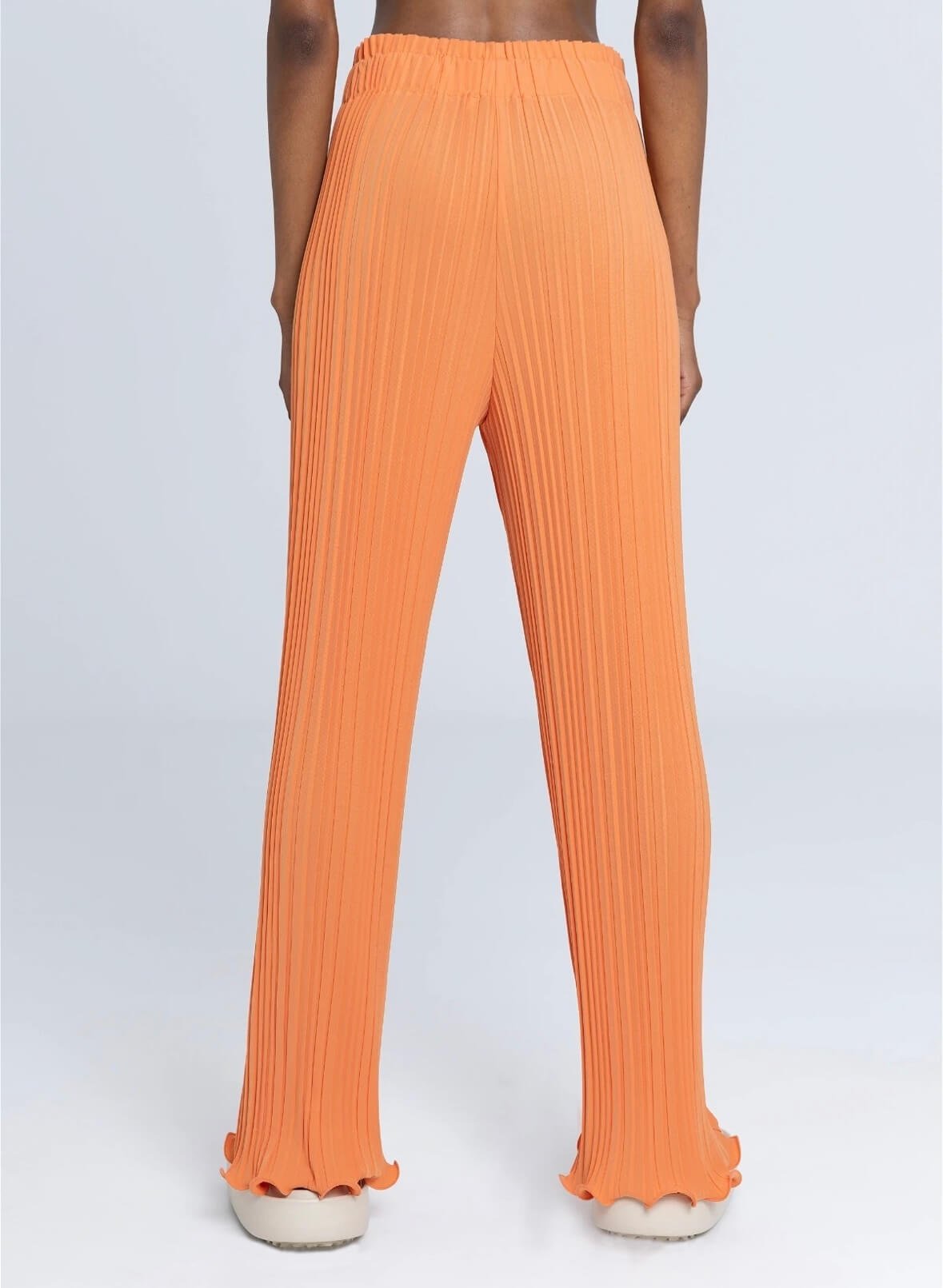 Pleated Straight Leg Trousers - Orange