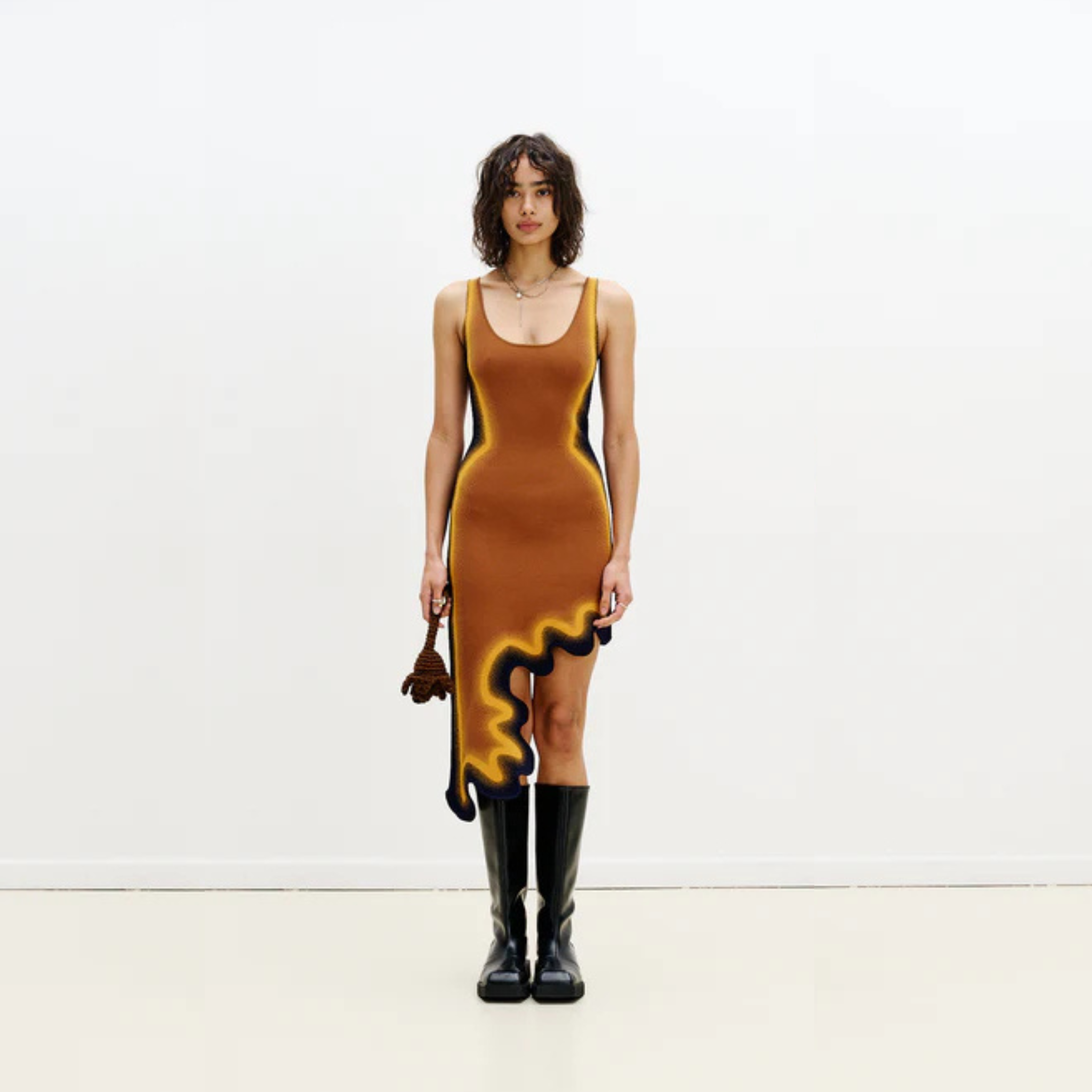 Aster Reversible Wavy Asymmetric Dress - Masada Brown