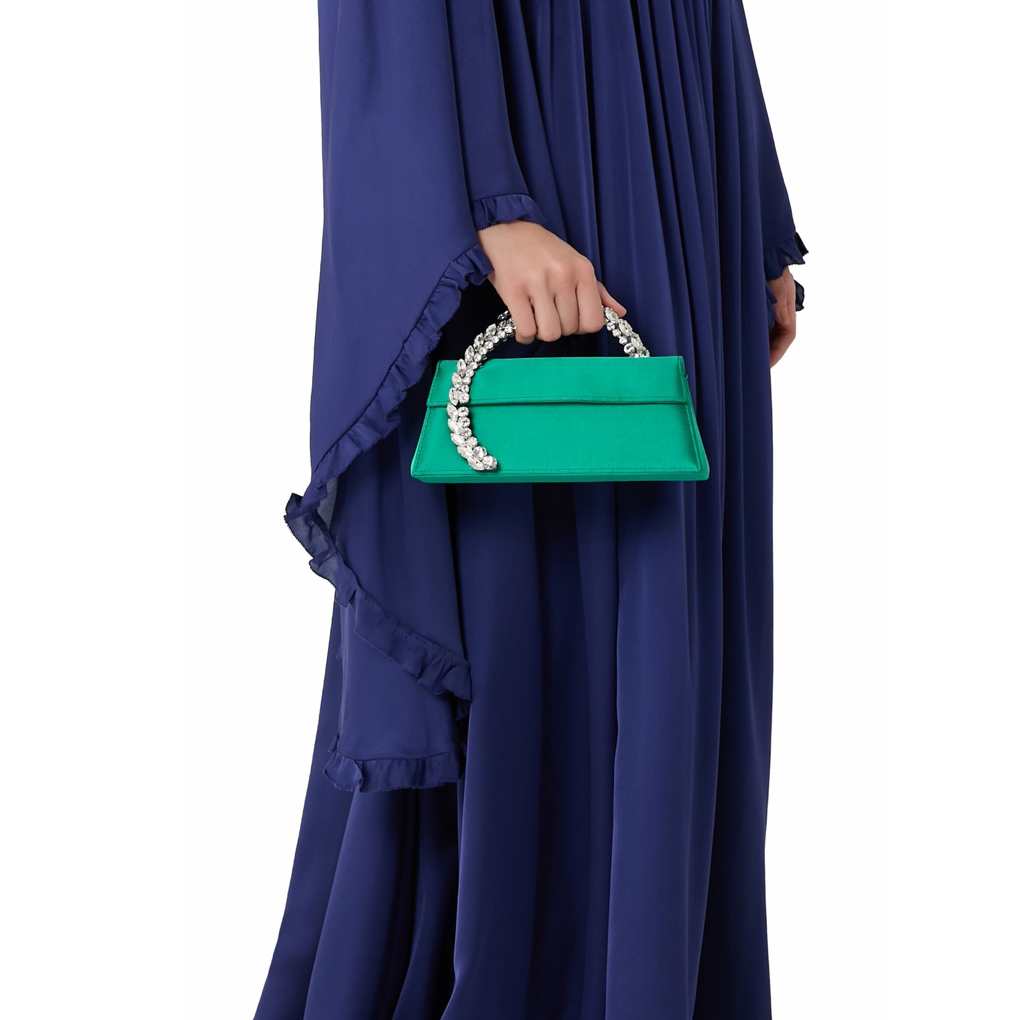 Karma Satin Clutch - Emerald