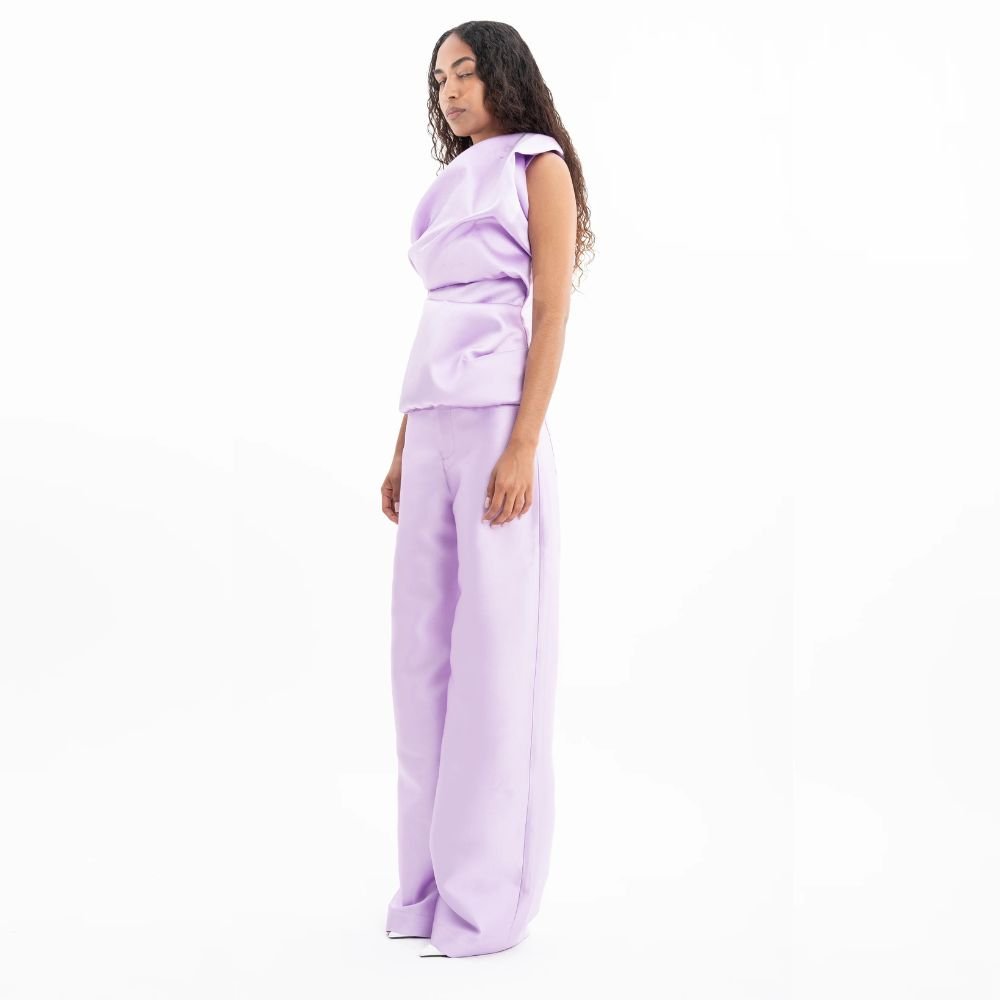 Mikado Boyfriend Trousers - Lilac