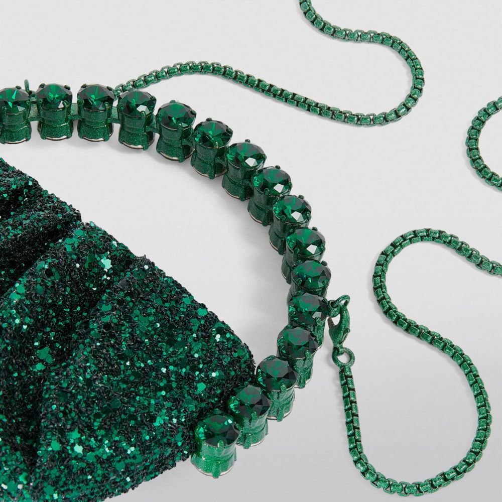 Micro Eternity Green Glitter Clutch