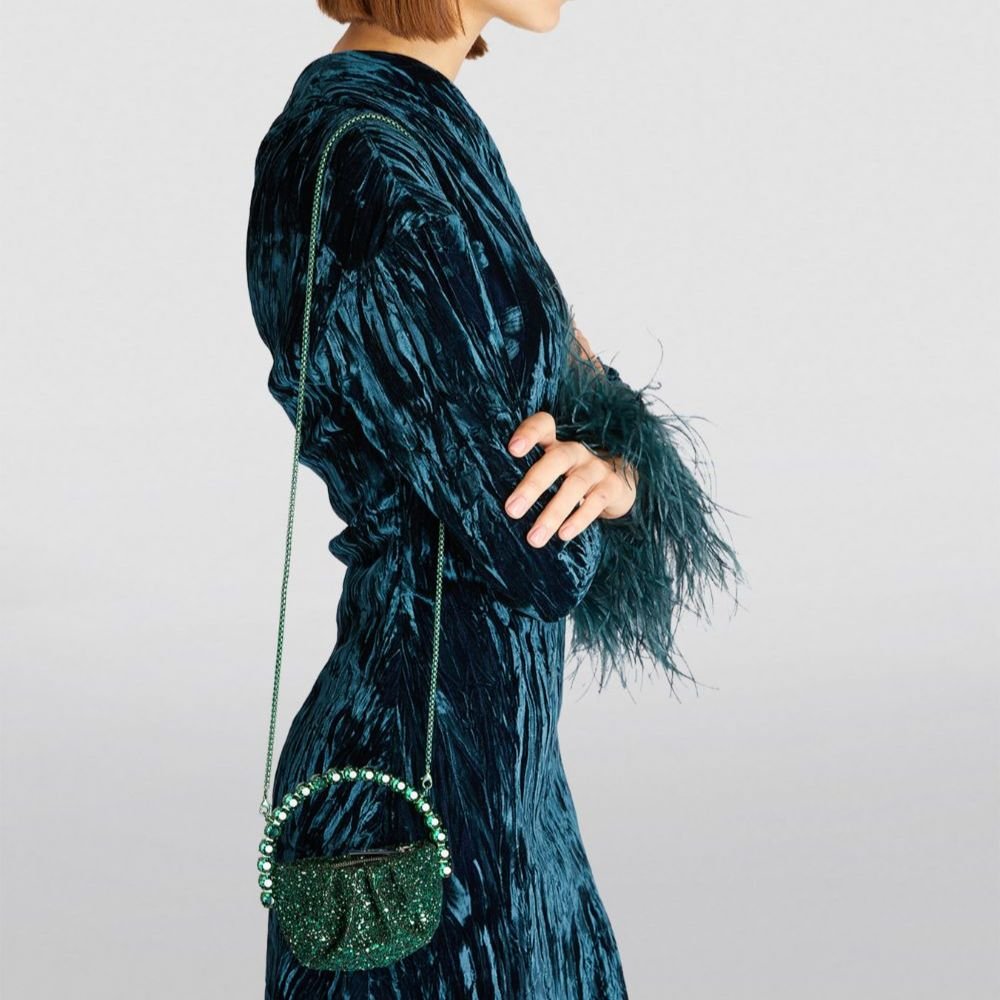 Micro Eternity Green Glitter Clutch