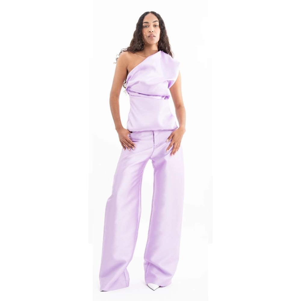 Mikado Sleeveless Draped Top - Lilac
