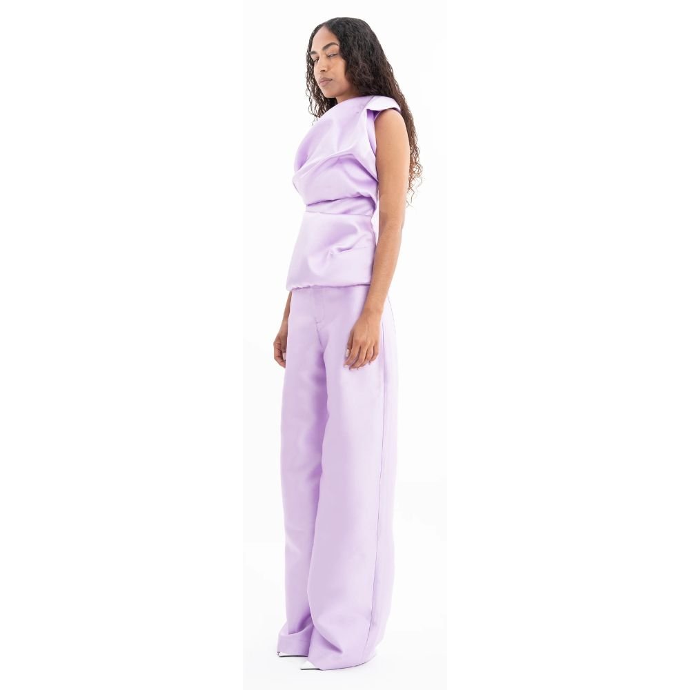 Mikado Sleeveless Draped Top - Lilac