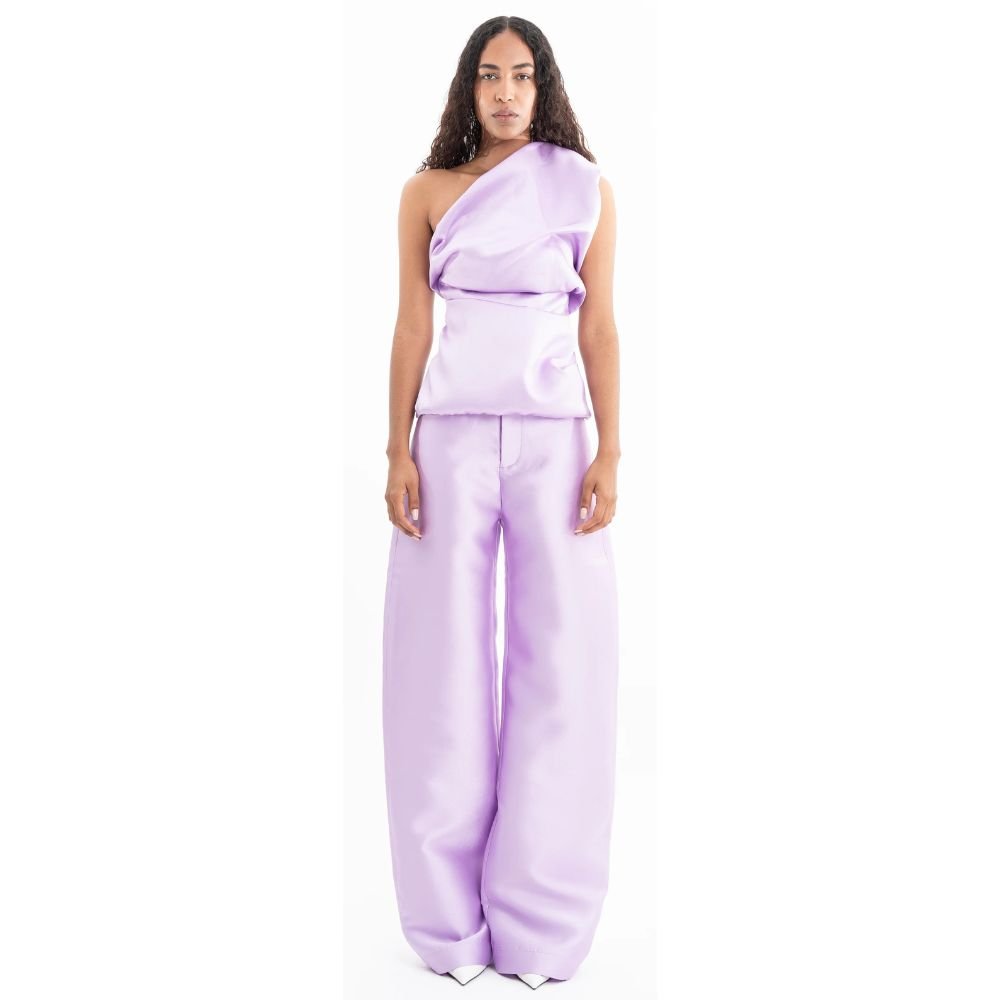 Mikado Sleeveless Draped Top - Lilac
