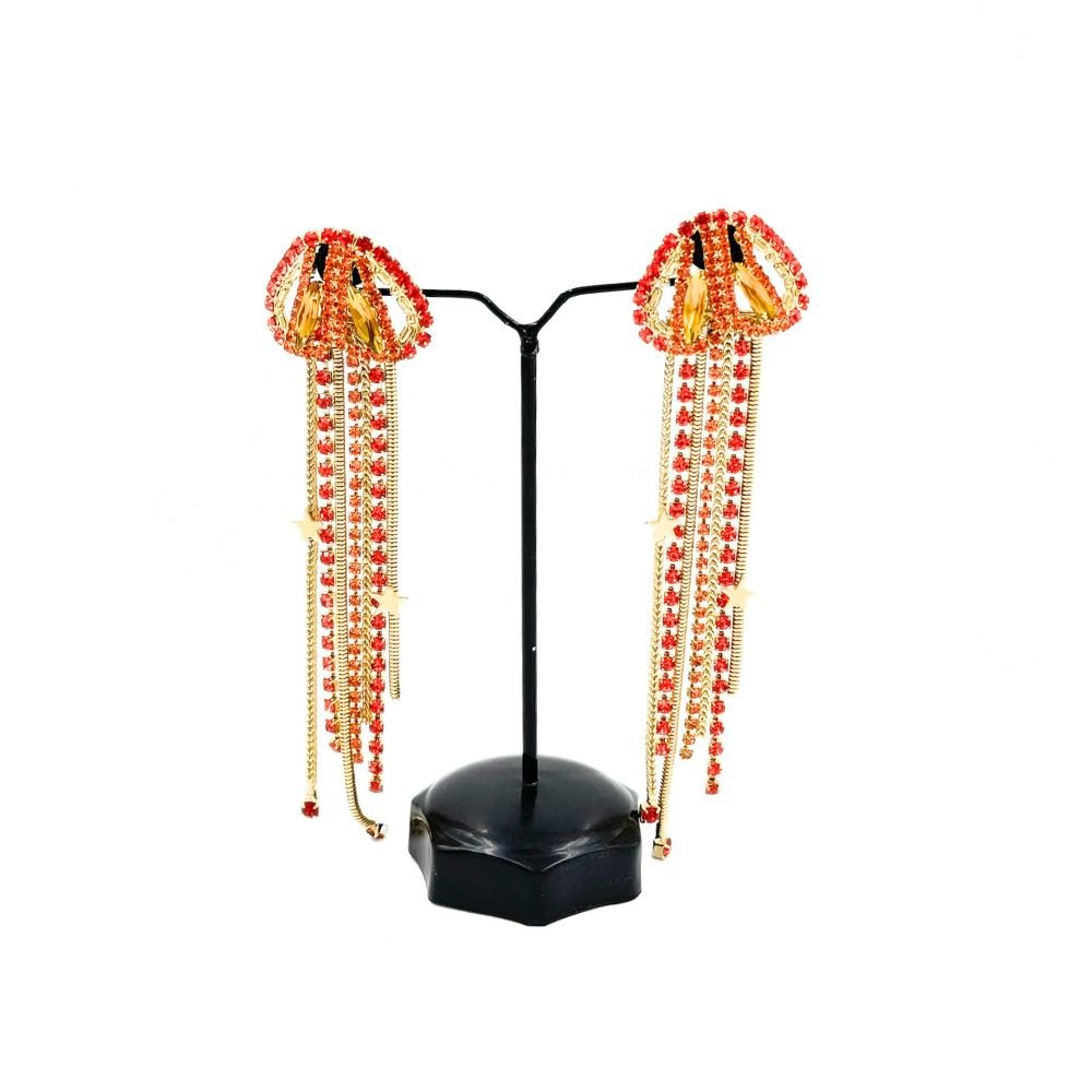 Nerea Brass Earrings - Orange & Gold