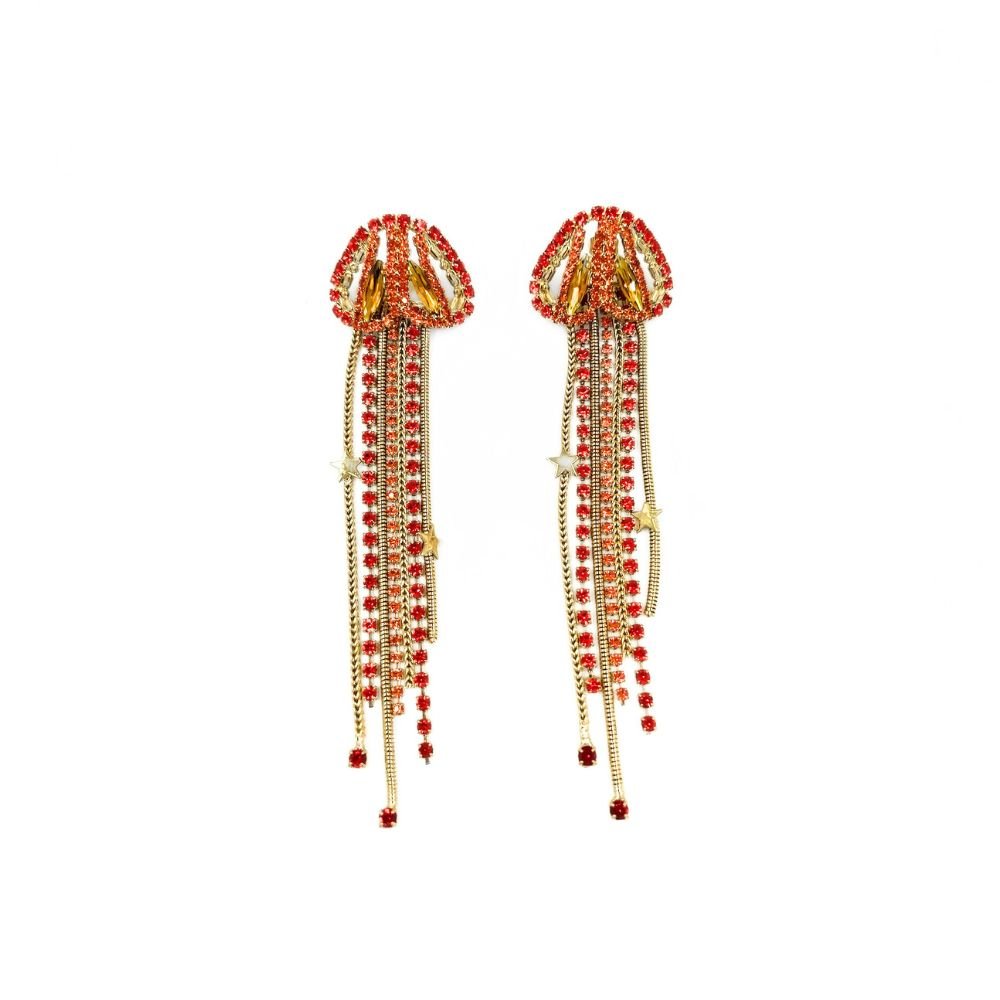 Nerea Brass Earrings - Orange & Gold