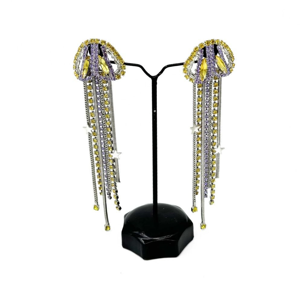 Lisa C Nerea Earrings - Lilac & Yellow