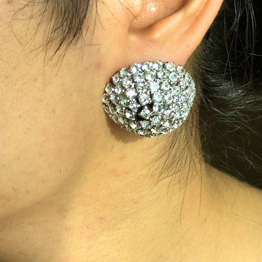 Ball Mono Crystal Brass Earring