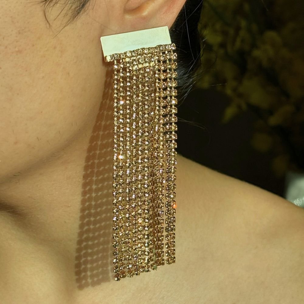 Frine Gold Brass Crystal Earrings