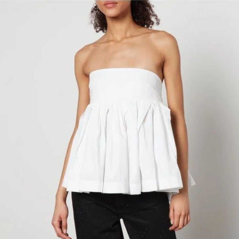 White Strapless Peplum Top