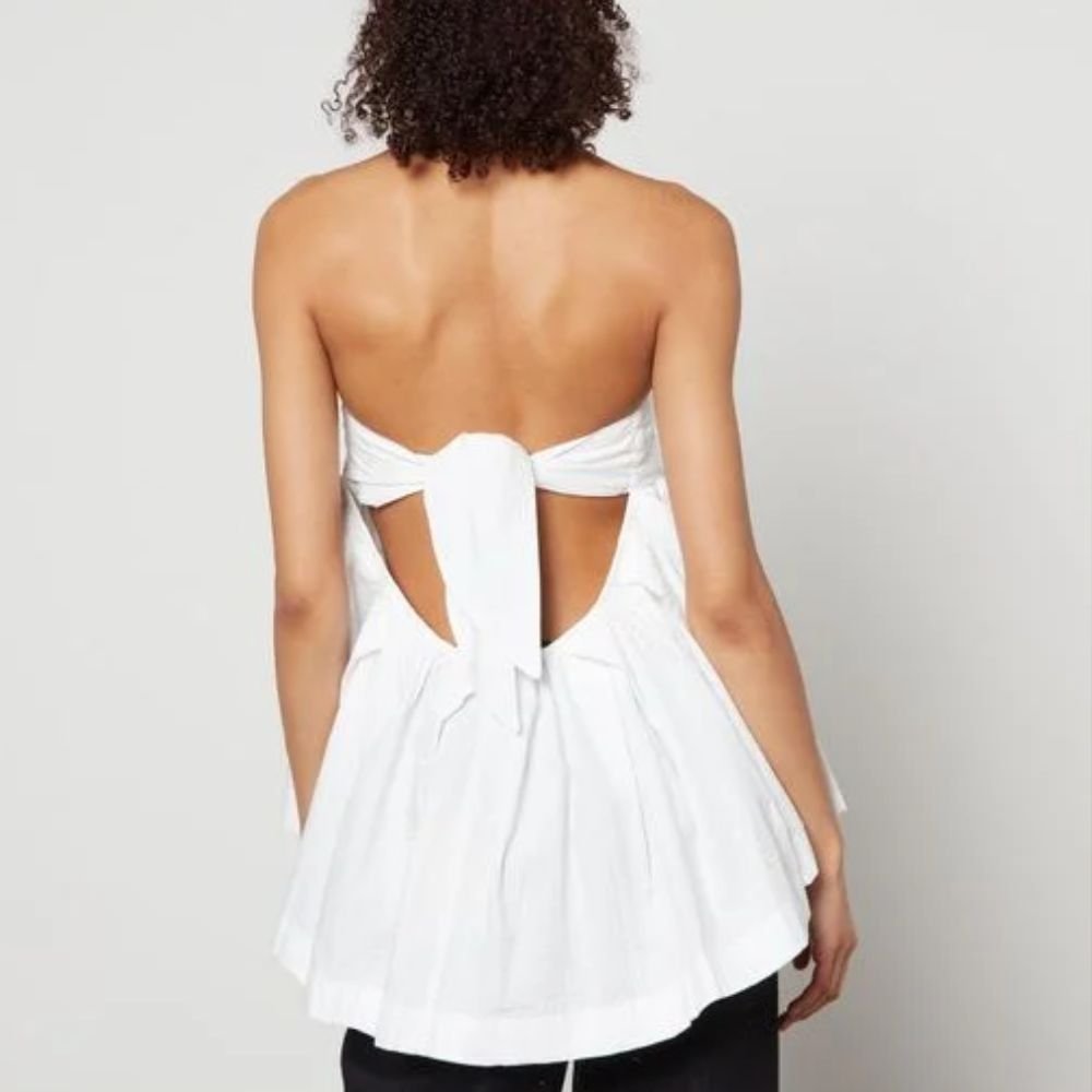 White Strapless Peplum Top