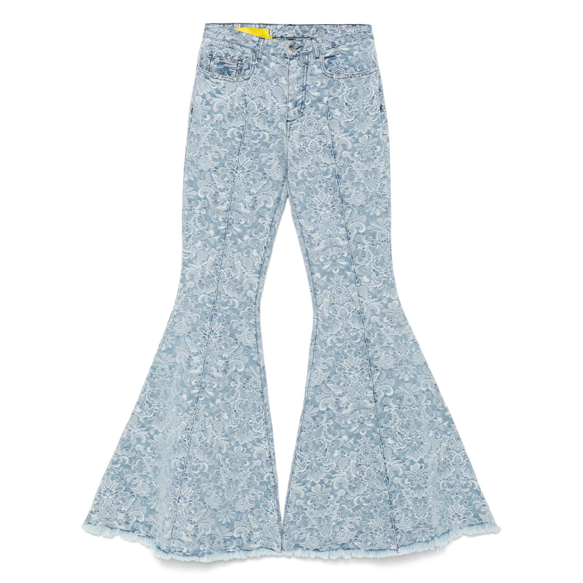 Brocade Denim Extreme Flare Trousers Light Blue