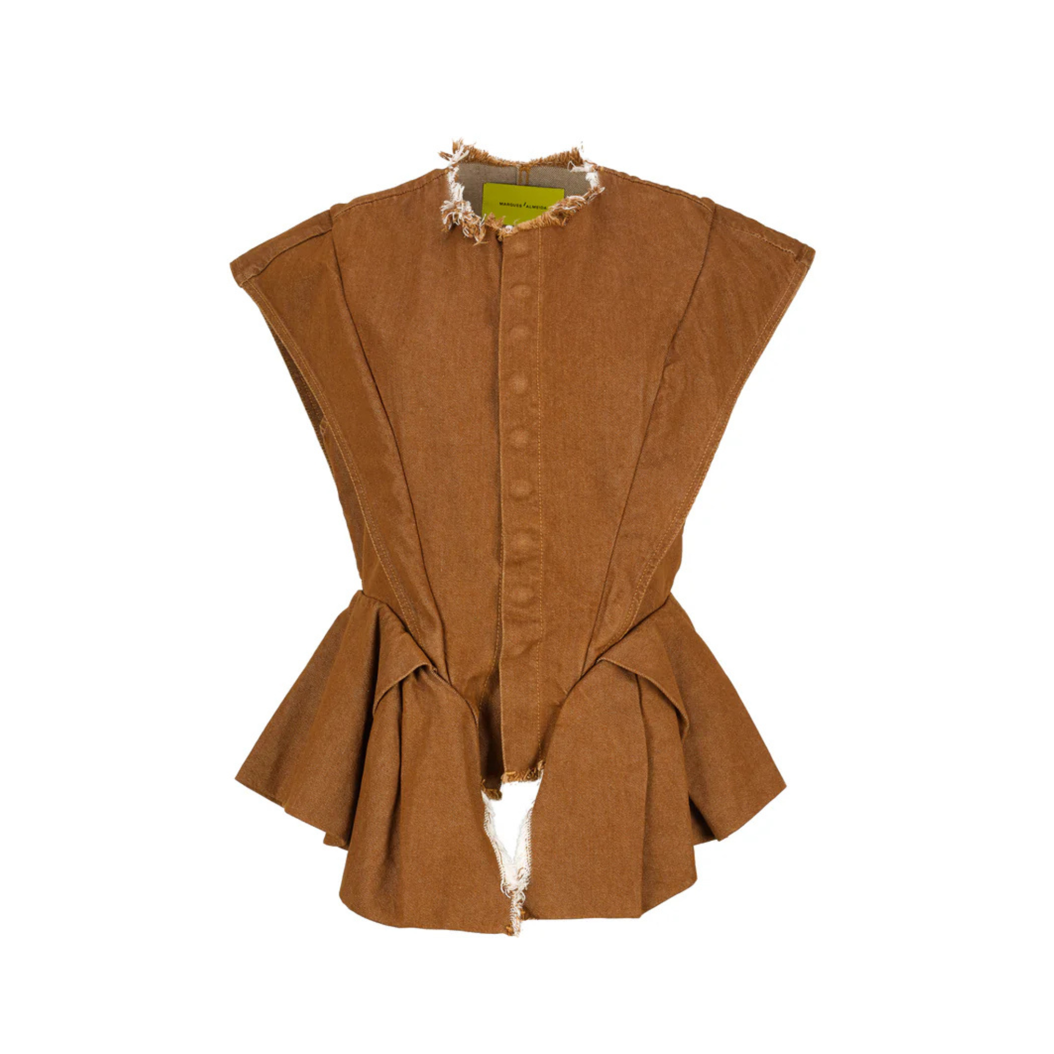 Brown Denim Structure Shoulder Cinched Top