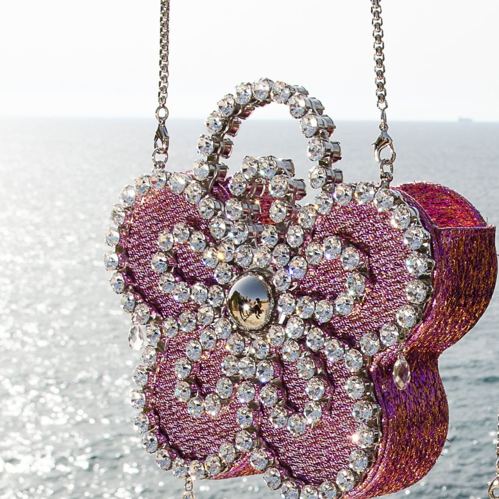Mini Flower Jacquard Pink Clutch