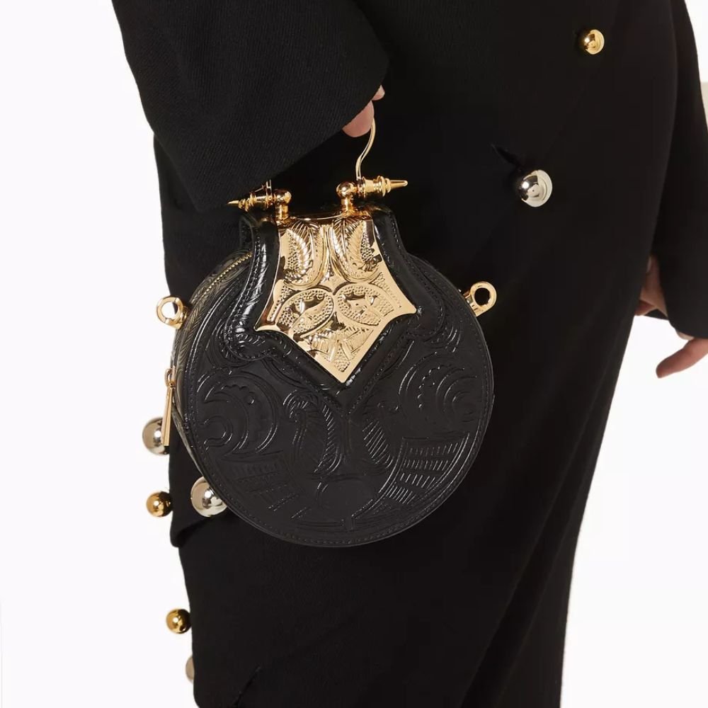 Mini Dome Embossed Bag - Black