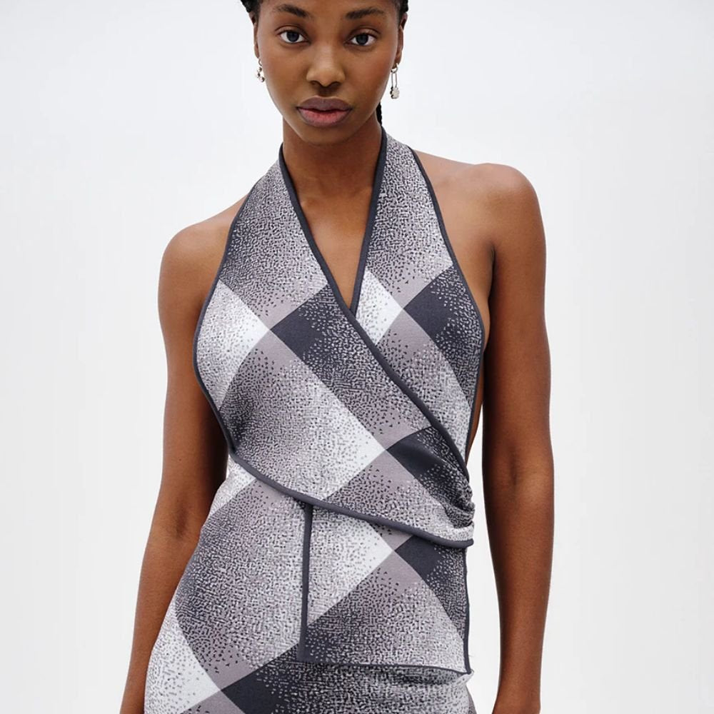Kiwi Halterneck Wrap Dress - Charcoal Grey