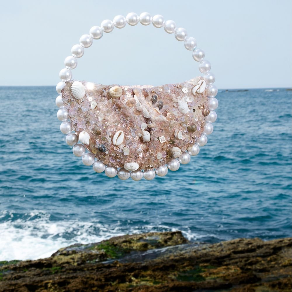 Eternity Pearl Seashell Embroidery Clutch