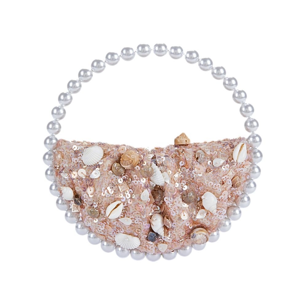Eternity Pearl Seashell Embroidery Clutch