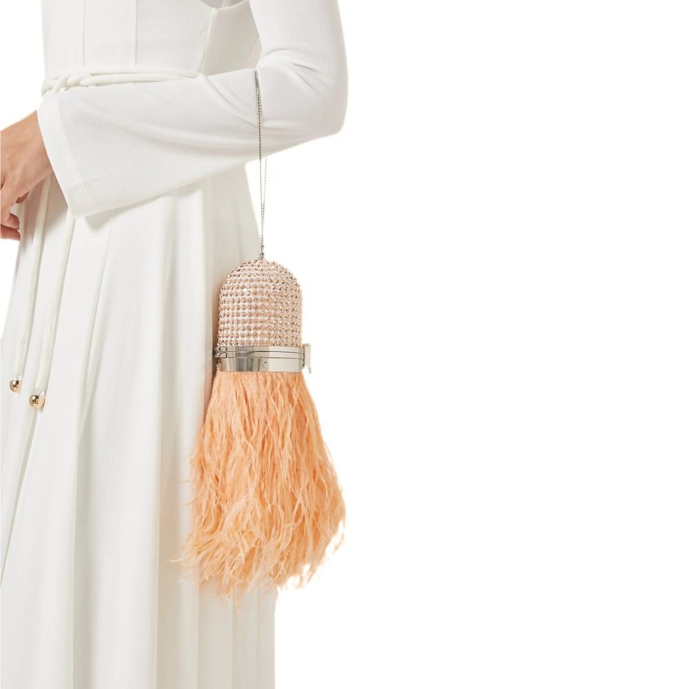 Peach Feather Pill Bag