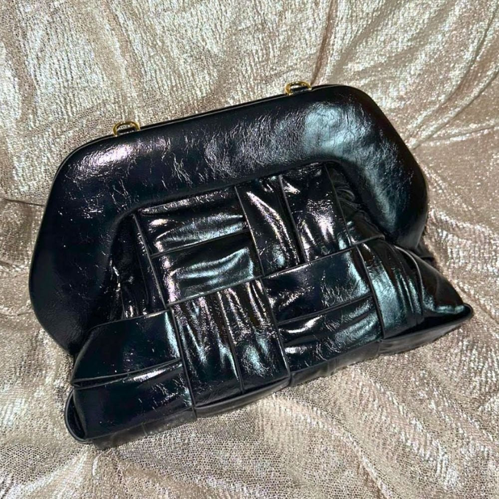 Tia Twist Weaved Shiny Black