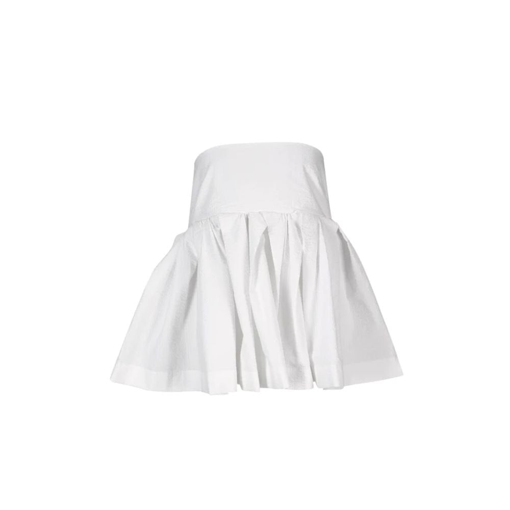 White Strapless Peplum Top