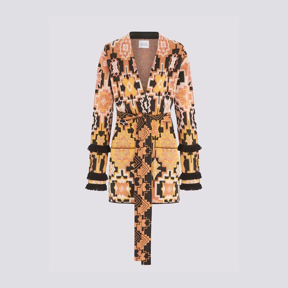 Magic Mosaic Cotton Jacquard Cardigan - Terracotta