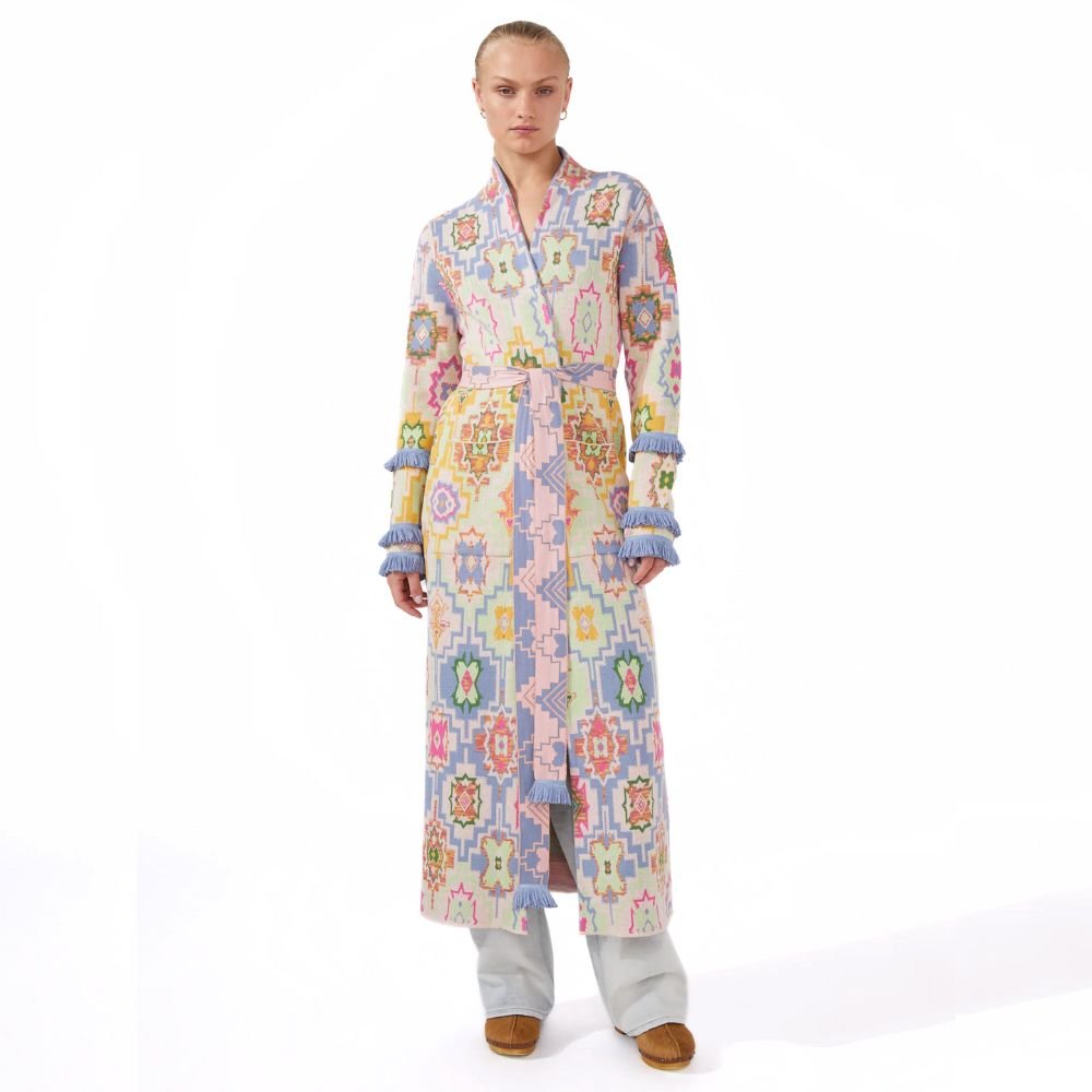 Hayley Menzies Magic Mosaic Cotton Jacquard Duster - Blue