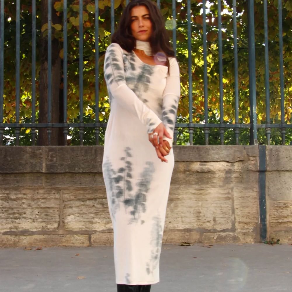 Gaia Dress - Abstract Tofu & Green Forest