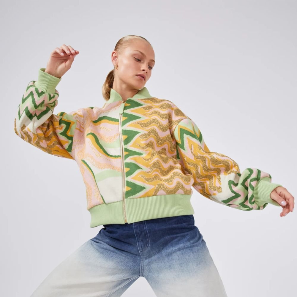 Under The Sun Jacquard Bomber Jacket