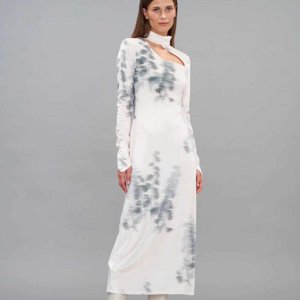 Gaia Dress - Abstract Tofu & Green Forest