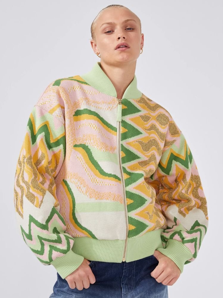 Under The Sun Jacquard Bomber Jacket