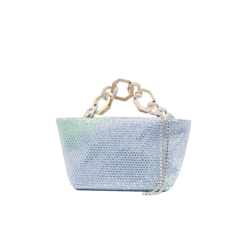 Jessye Satin Bag - Aqua & Degrade Violet, Chrysolite And White