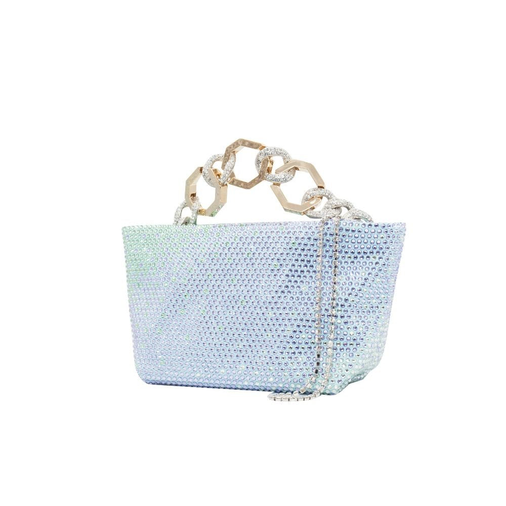 Jessye Satin Bag - Aqua & Degrade Violet, Chrysolite And White