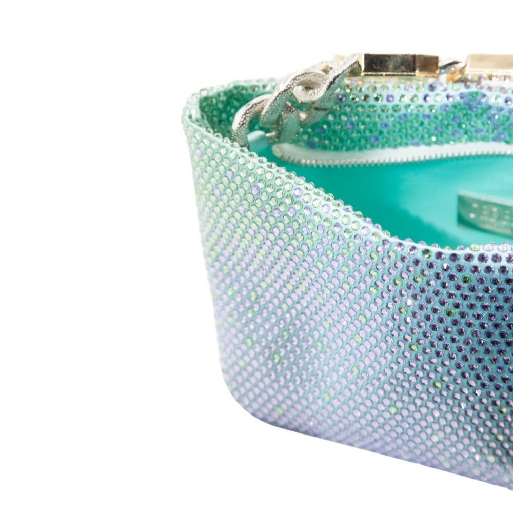 Jessye Satin Bag - Aqua & Degrade Violet, Chrysolite And White