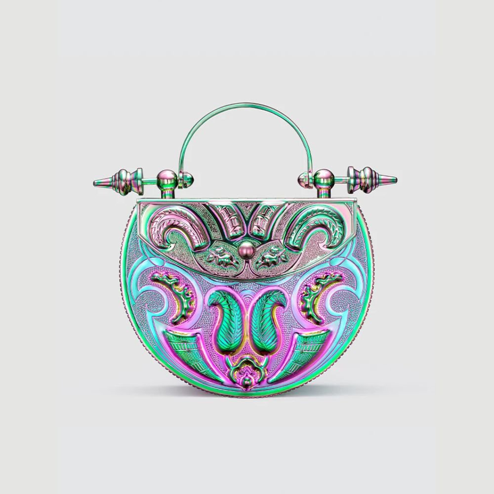 Palmette Oval Minaudiere Multicolour Bag