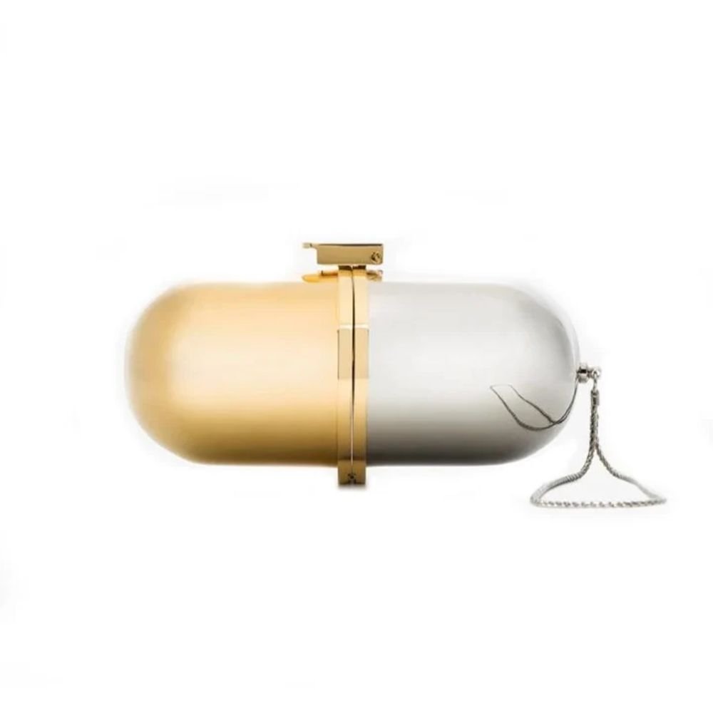 Half Gold & Silver Metal Pill Bag