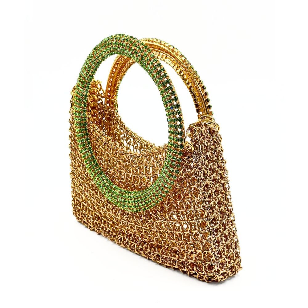 Luna Gold Bag With Green Peridot Handle