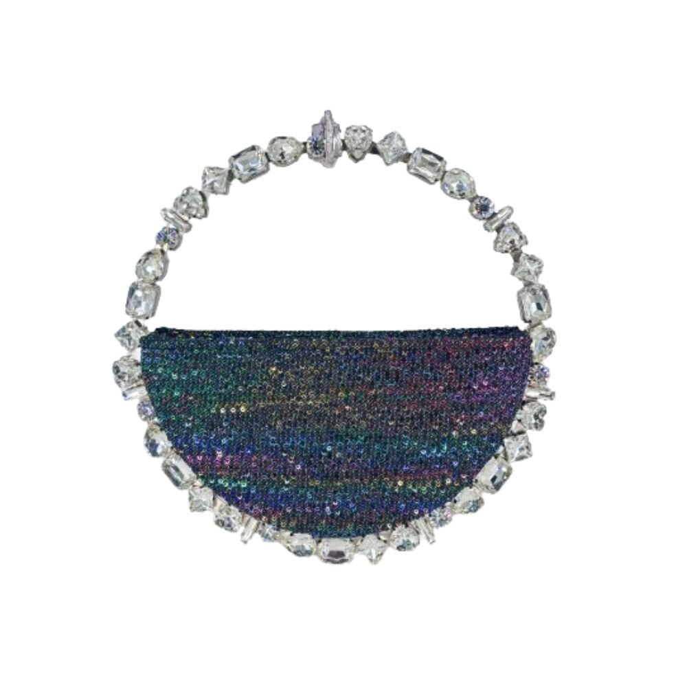 Taliya Rainbow Sequins Black Bag