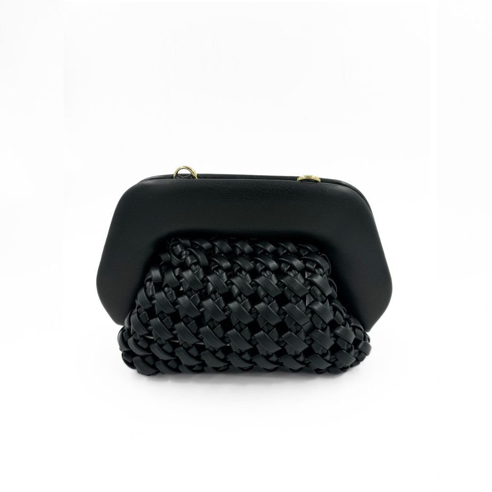 Gea Knots Vegan Fabric Black Bag