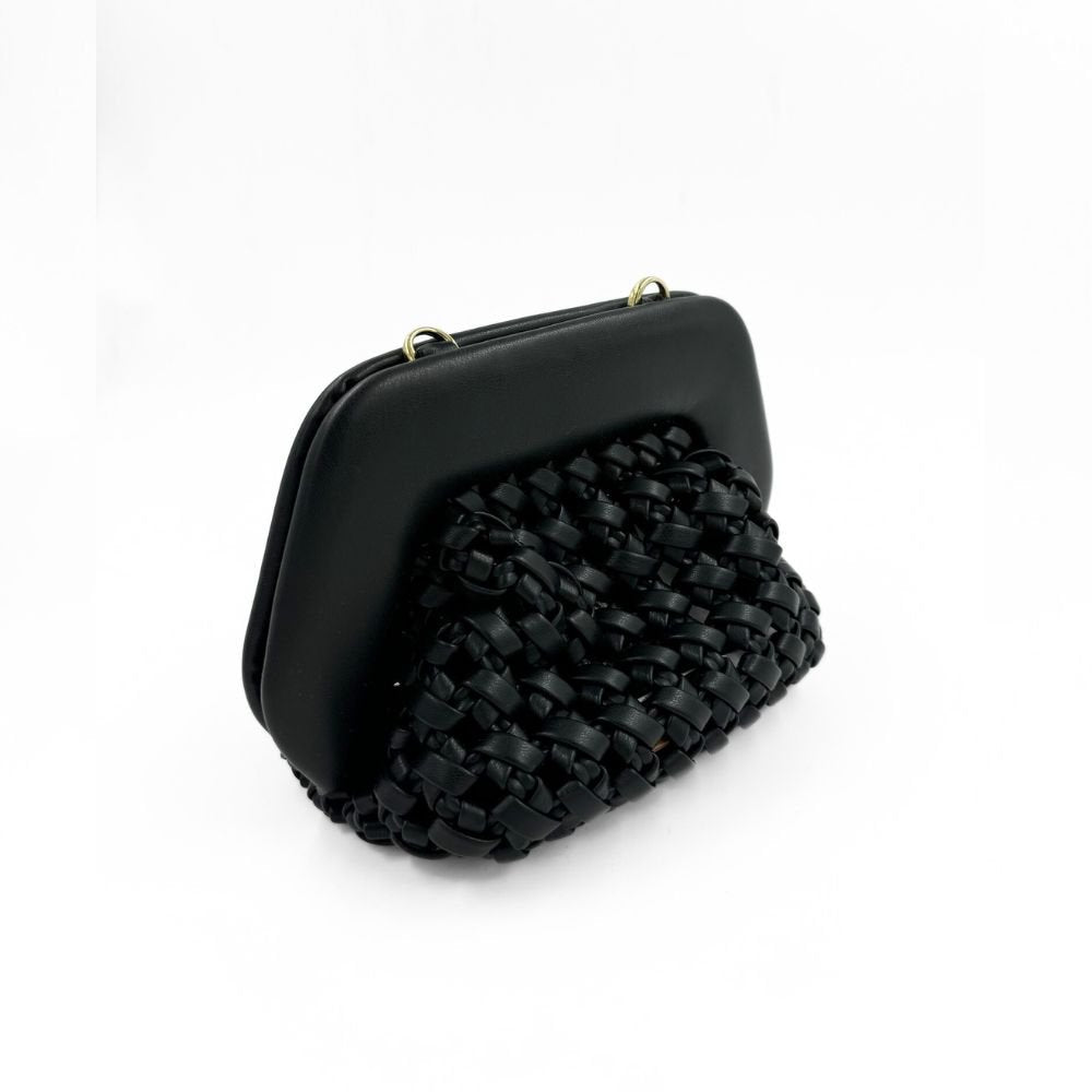 Gea Knots Vegan Fabric Black Bag
