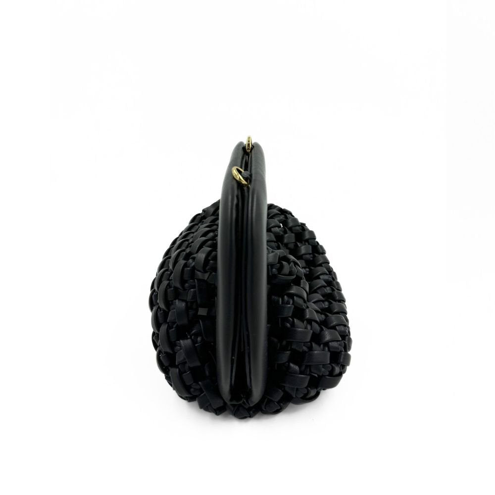 Gea Knots Vegan Fabric Black Bag