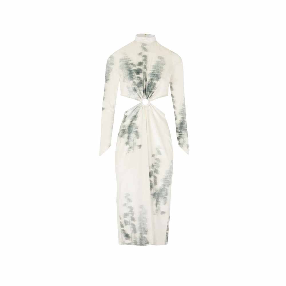 Marguerite Dress - Abstract Tofu & Green Forest
